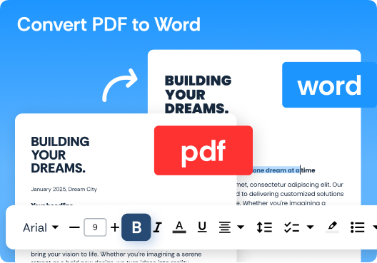 A PDF document being converted into an editable Word file